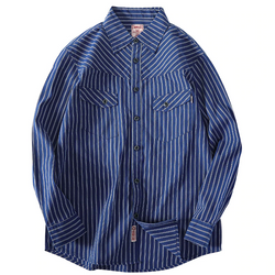 Indigo Dyed Striped Shirts in Blue