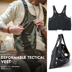 Retro Multi-pocket Urban Outdoor Deformable Tectical Vest  Tactical Backpack