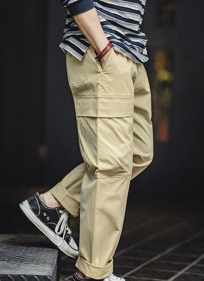 Retro Herringbone Big Pockets Cargo Pants