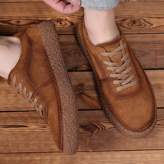 Retro Leather Lacing Anti-slip Soft-soled Suede Shoes