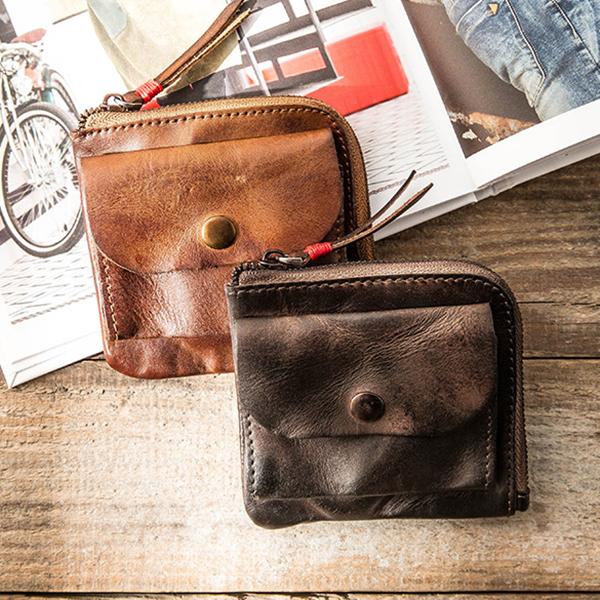Square Leather Coin Pouch Change For Men Women Small wallets Purse Zipper Coin Purse  Gifts