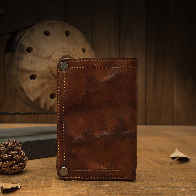Vintage Style Handmade Genuine Leather Large-capacity Cowhide Wallet Card Holder