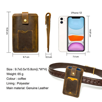 Retro Leather Handmade Phone Case Waist Bag