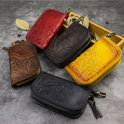 Large-capacity Handmade Leather Zipper Key Bag