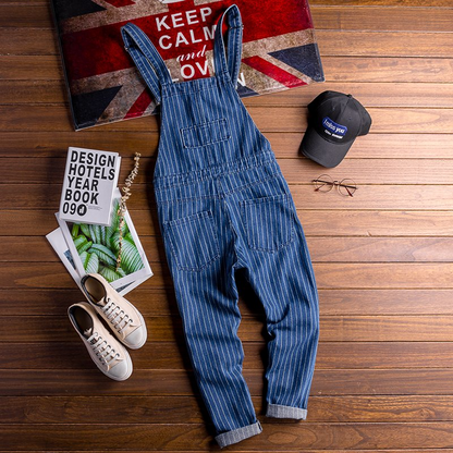 Retro Denim Casual Multi-Pocket Jumpsuits Overall