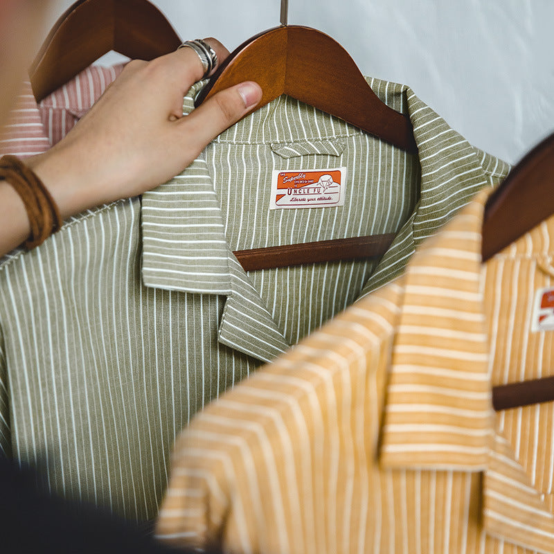 Vintage Oversize Stripe Long-sleeve Shirts Outwears