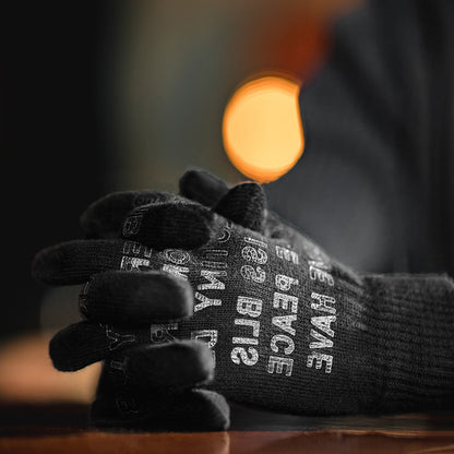 Touch Screen Printed Knitted Warm Gloves