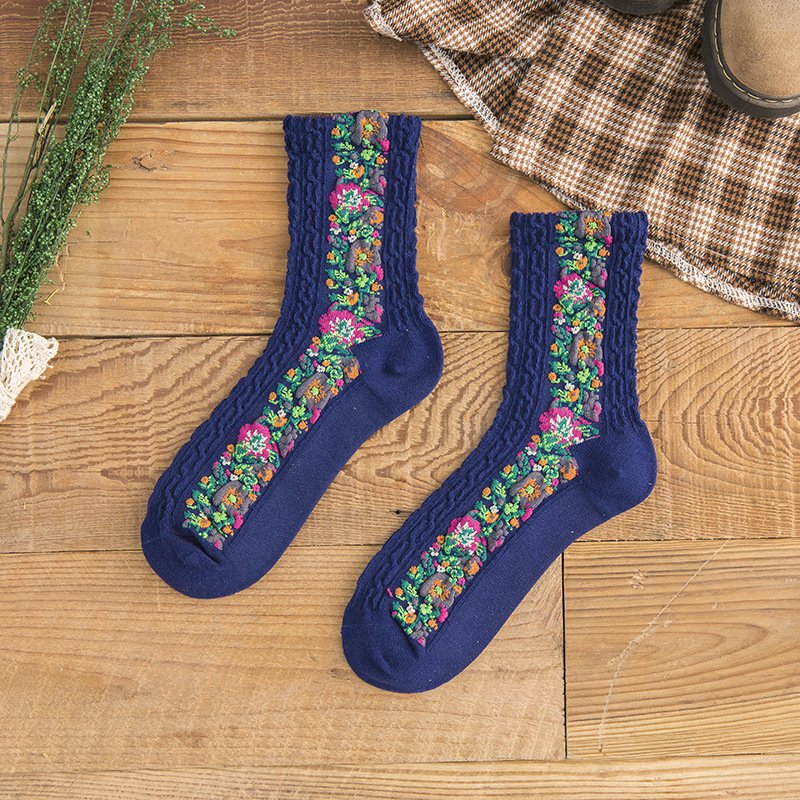 Women 5 Pairs Retro Ethnic Style Socks