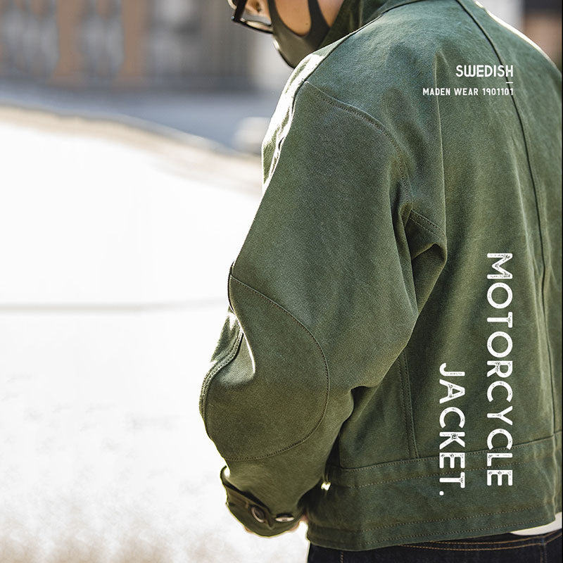 Vintage Green Swedish Motorcycle Jacket Outwear