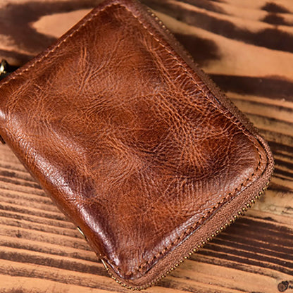 Retro Leather Zipper Short Wallet