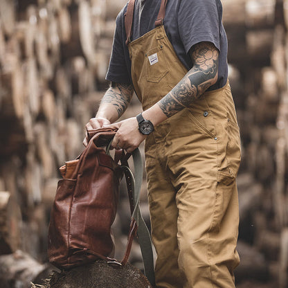 Men's Casual Work Style Overalls In Khaki