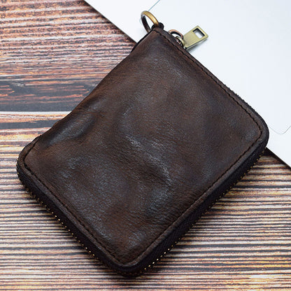 Retro Leather Zipper Short Wallet