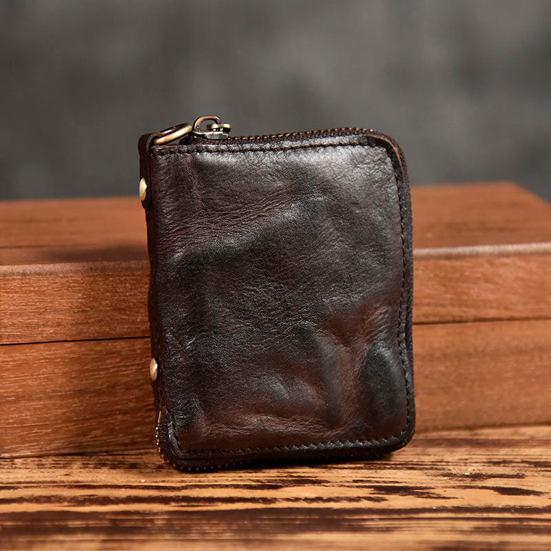 Retro Leather Zipper Short Wallet