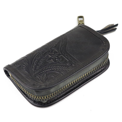 Large-capacity Handmade Leather Zipper Key Bag