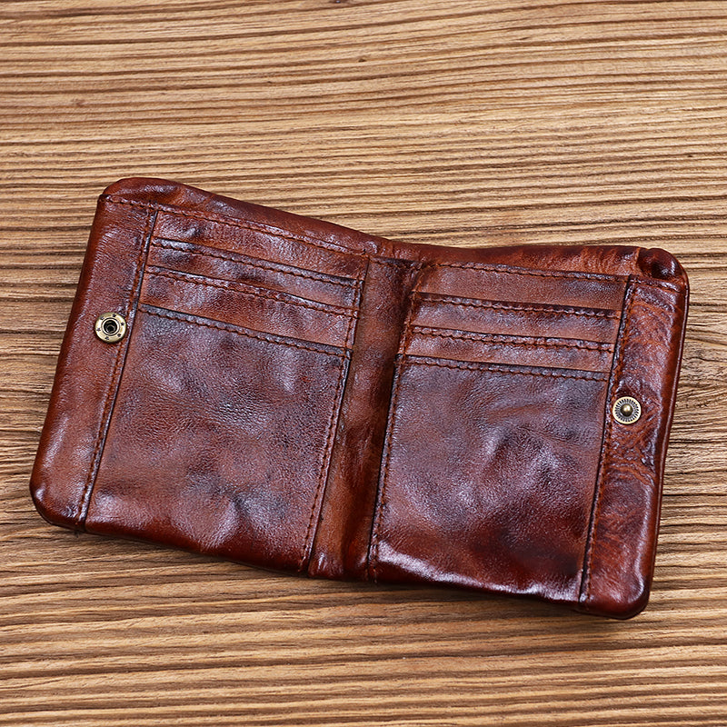 Retro Leather Handmade Short Wallets