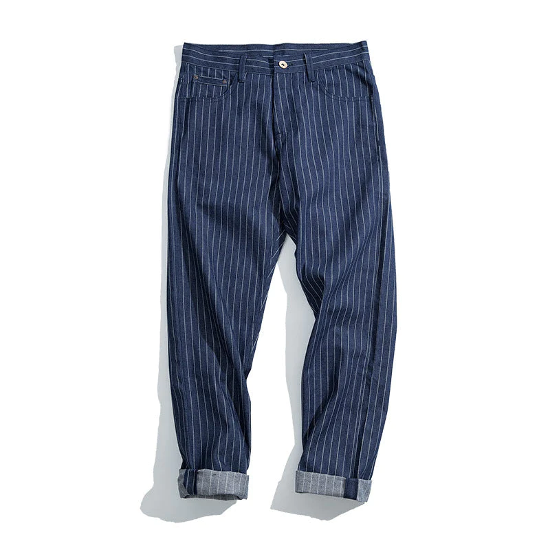 Wabash Raw Denim Railway Striped Jeans pants