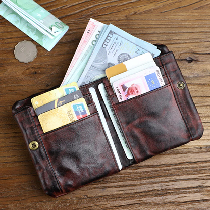 Retro Leather Handmade Short Wallets