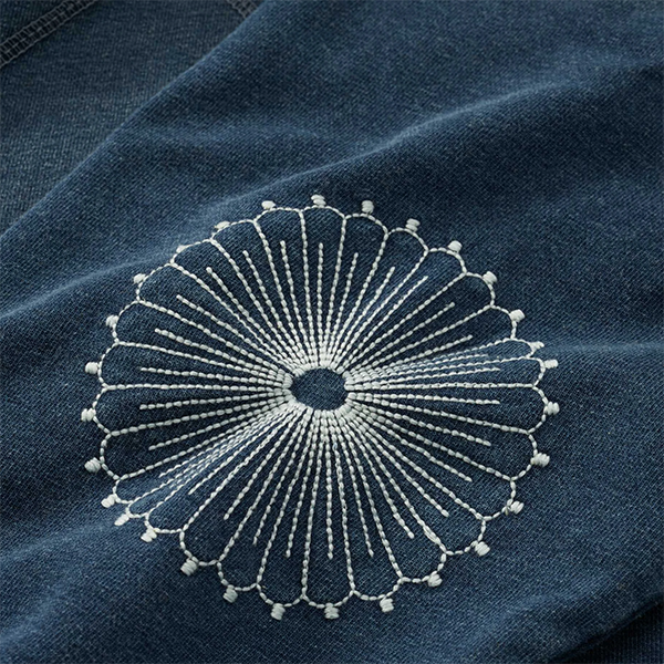 Indigo Dyed Stitches Decoration Sweatshirt