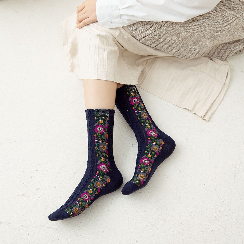 Women 5 Pairs Retro Ethnic Style Socks