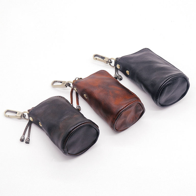 Retro Genuine Leather Coin Bag Car Key Holder
