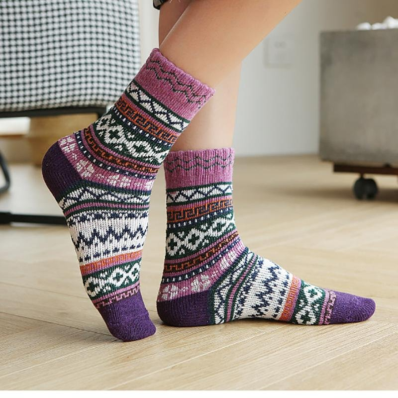 Women's Retro Ethnic Style Knitted Wool Socks