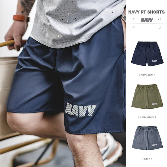 Vintage Navy Elastic Waist Quick-drying Sports Training Shorts