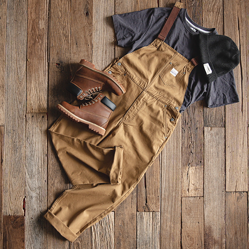 Men's Casual Work Style Overalls In Khaki