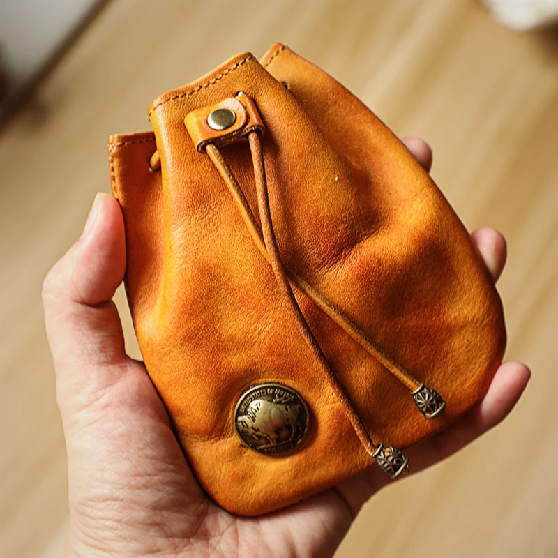 Retro Handmade Leather Coin Bag Storage Bag