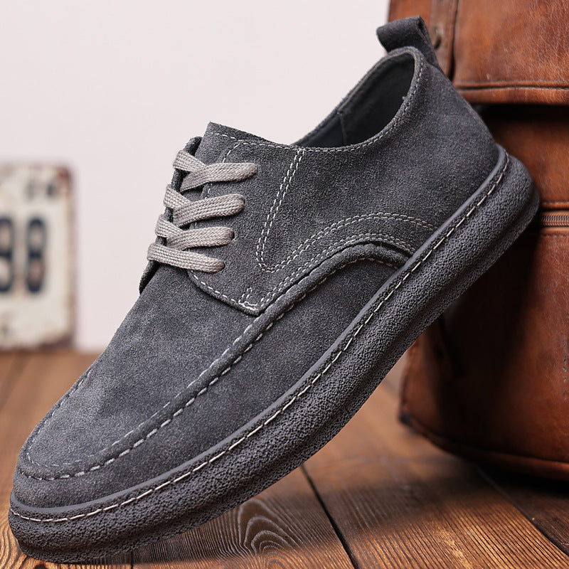 Retro Leather Lacing Anti-slip Soft-soled Suede Shoes