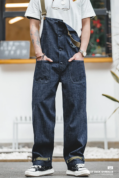 Men's Canvas Naval Dungaree Overalls In Blue