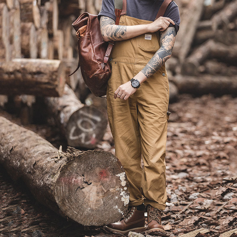 Men's Casual Work Style Overalls In Khaki