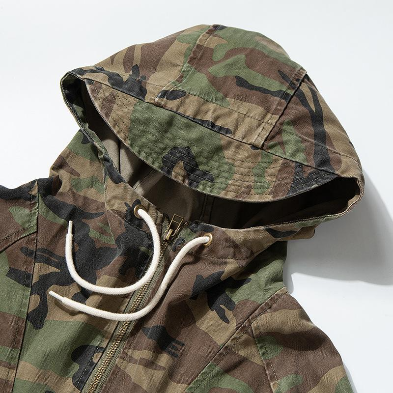 Retro Military Style Camouflage Casual Pullover Hoodies