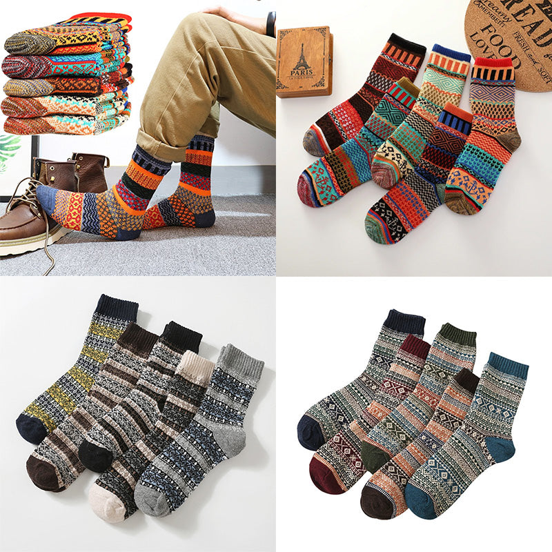 5 Pairs Men's Retro Ethnic Style Woolen Socks – Martboutique