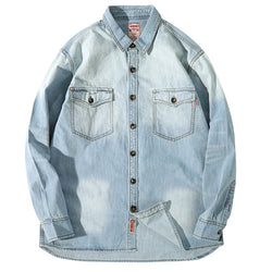 Retro Denim Shirts In Blue