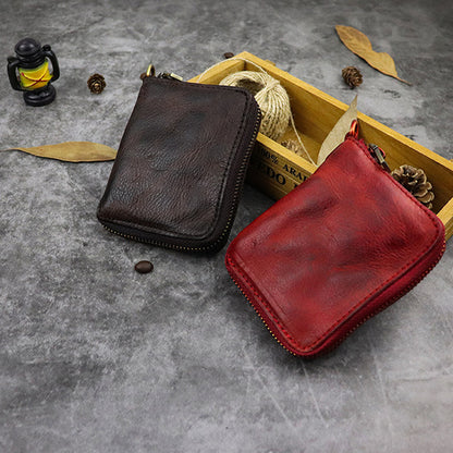 Retro Leather Zipper Short Wallet