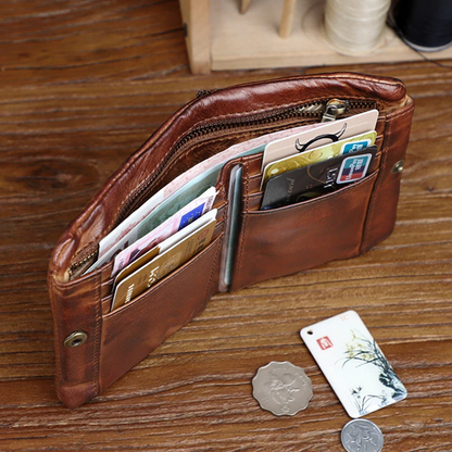 Retro Leather Handmade Short Wallets