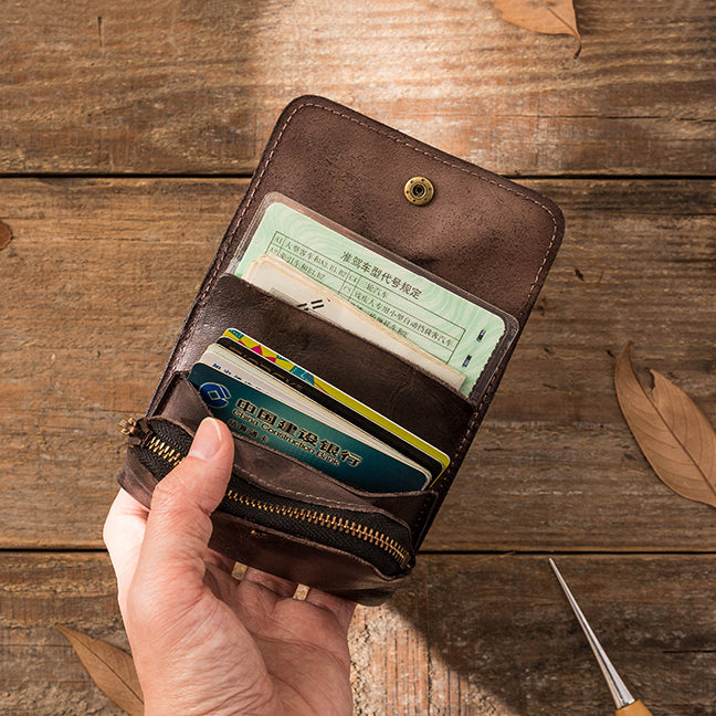 Vintage Leather Cards Holder Coin Wallet