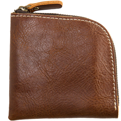 Original Hand-made Leather Short Zipper Wallet