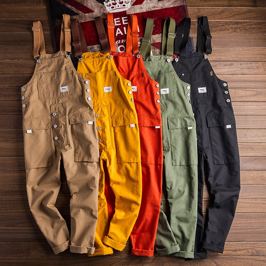 Retro Style Casual Multi-Pocket Overall Cargo Pants