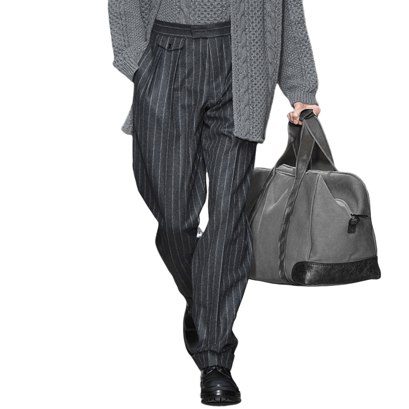 Large Size Retro Casual Wool Striped Pants