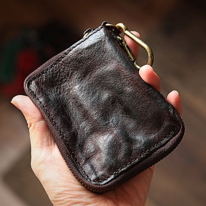 Retro Leather Zipper Short Wallet