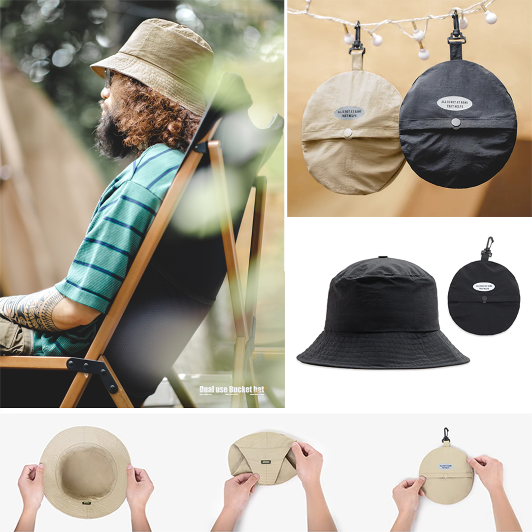 Outdoor Bucket Hat + Coin Bag Dual-use Design Quick Dry Climbing Hat