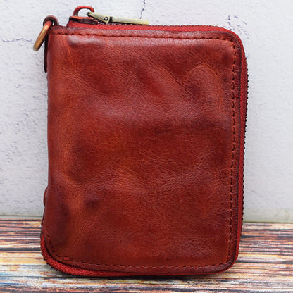 Retro Leather Zipper Short Wallet