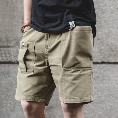 Retro Solid Color P37 Military Shorts Big Pockets Shorts