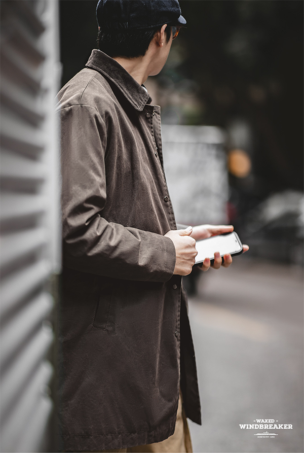 Vintage Long Oil Waxed Windbreaker Trench Coat