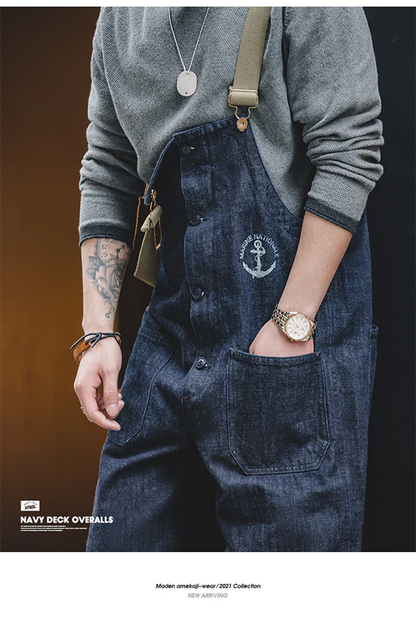 Men's Canvas Naval Dungaree Overalls In Blue