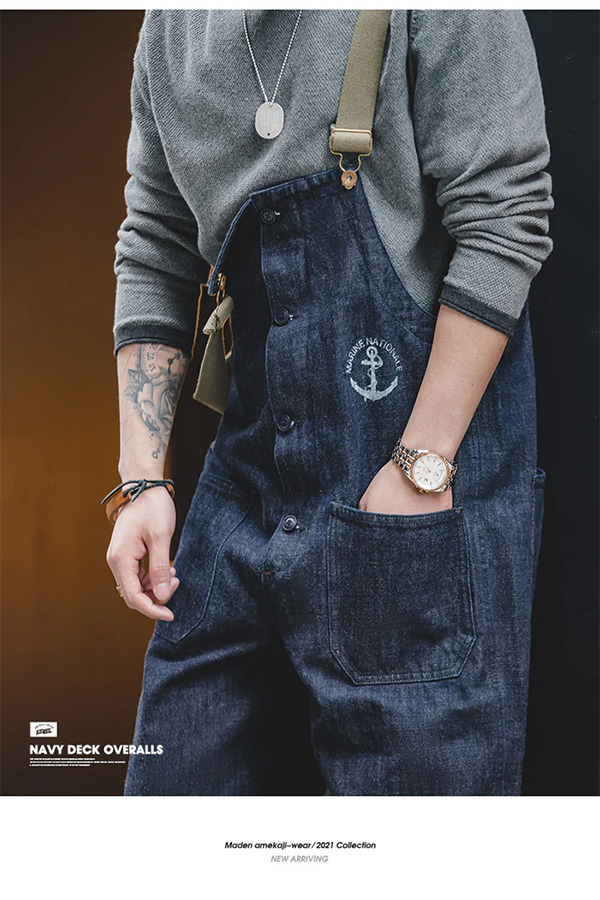 Men's Canvas Naval Dungaree Overalls In Blue