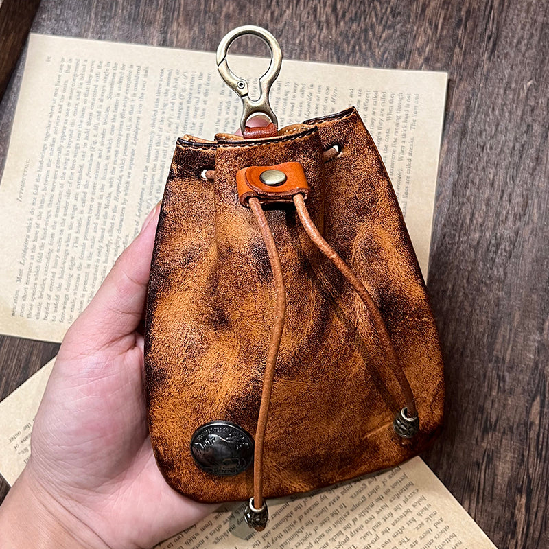 Retro Handmade Leather Coin Bag Storage Bag