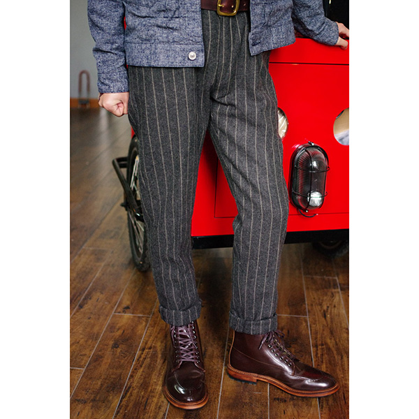 Large Size Retro Casual Stripe Herringbone Wool Pants