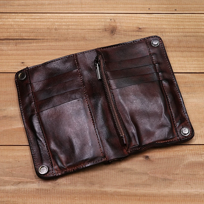 Vintage Handmade Genuine Leather Wallet Multi-card Slots Wallet